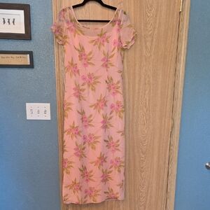 Blushe Impressions Floral Maxi Dress with Pink and Green Accents